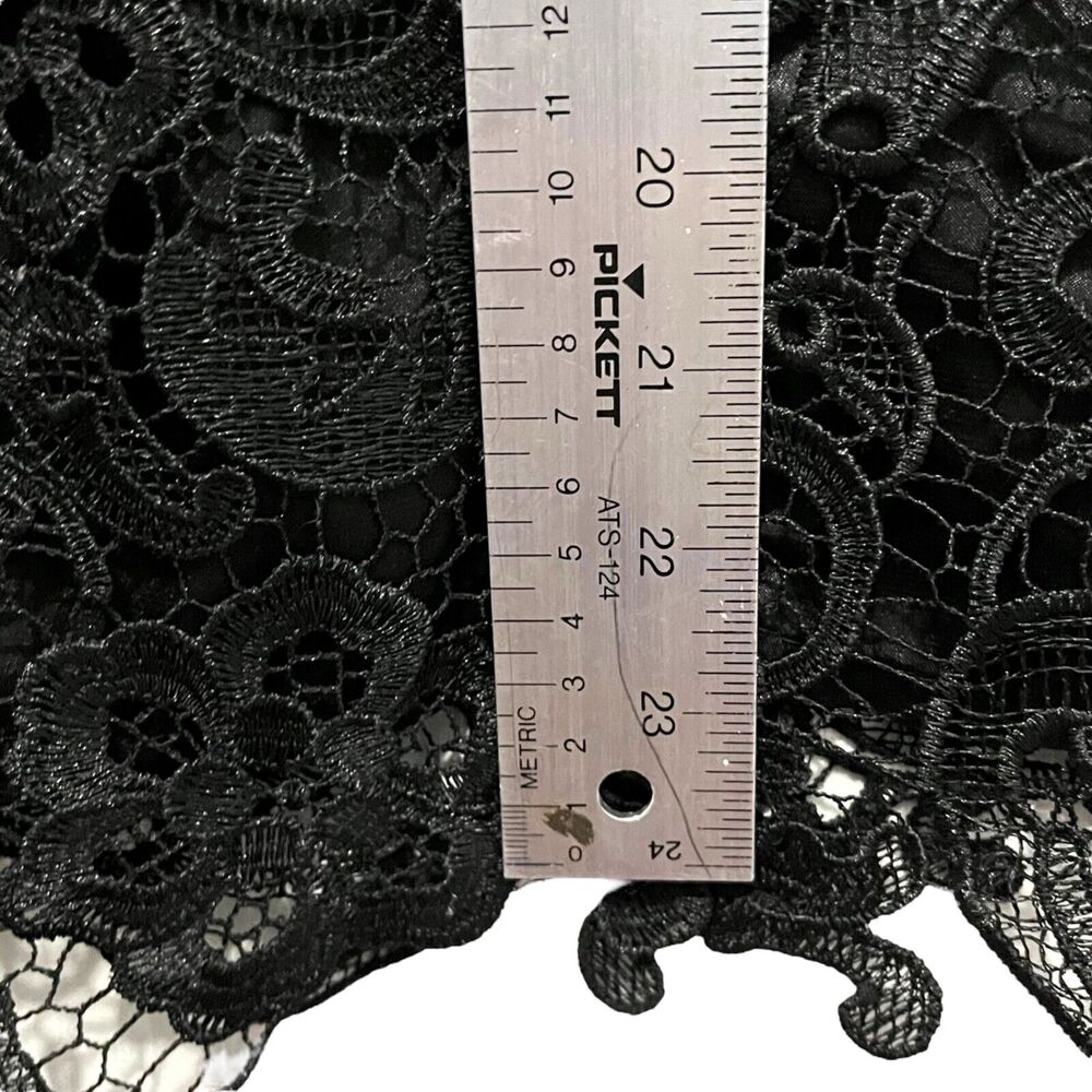 Adrienne Vittadini Blouse Women Black Lace w/ Lining Mock Neck Sleeveless SZ 10 - Picture 12 of 16